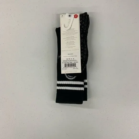 Pure Barre Grip Crew Socks Black/White Small and Medium - Picture 2 of 2